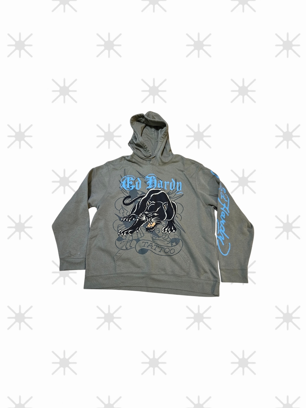 Ed Hardy Olive Vintage Ed Hardy Panther Graphic Hoodie Sweatshirt  Men’s